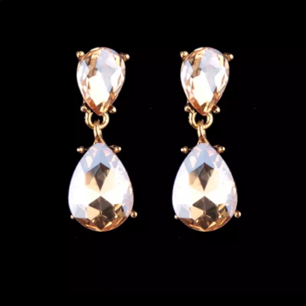 Brown Crystal Rhinestone Drop Earrings